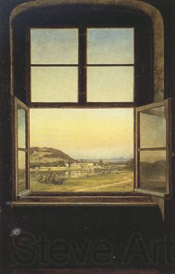 Johan Christian Dahl View of Pillnitz Castle from a Window (mk22)